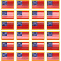 24 Pieces American Usa Flag Patch Iron Or Sew On Flag Patch With Golden ... - $23.82