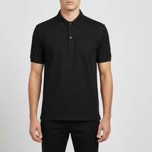 Men's Polo Shirt By Moderno Checker Satin Short Sleeves MJP-106 Black image 9