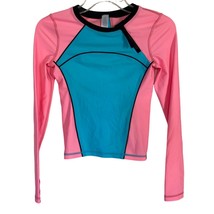 Ivivva by Lululemon Swim Shirt Top Rash Guard Pink Aqua Blue Girls Size 10 - £15.43 GBP
