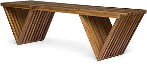 Christopher Knight Home Esme Outdoor Acacia Wood Bench, Teak Finish - £221.81 GBP
