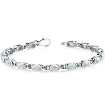 Sterling Silver 4.75 Carat Oval Cut Opal Tennis Bracelet - £122.29 GBP