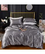 Grey Gray Luxury Silk Bedding Set. Include Silk Duvet Cover, Silk Pillow... - £70.10 GBP