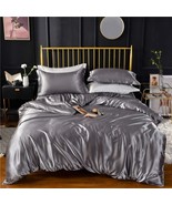 Grey Gray Luxury Silk Bedding Set. Include Silk Duvet Cover, Silk Pillow... - $1,662.06 MXN