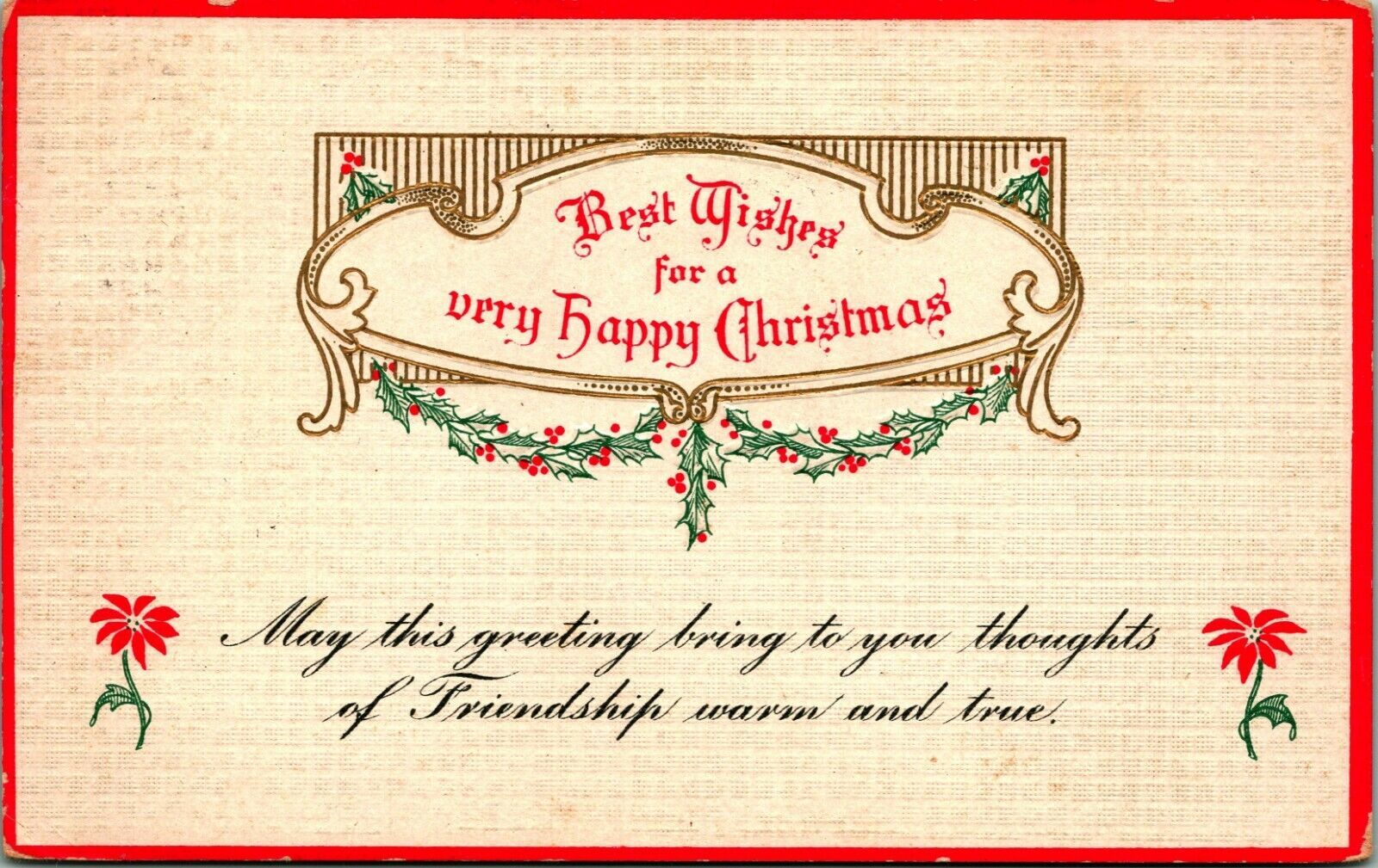 Primary image for Best Wishes for a Very Happy Christmas Textured Embossed 1915 DB Postcard
