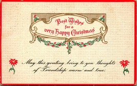 Best Wishes for a Very Happy Christmas Textured Embossed 1915 DB Postcard - £3.11 GBP