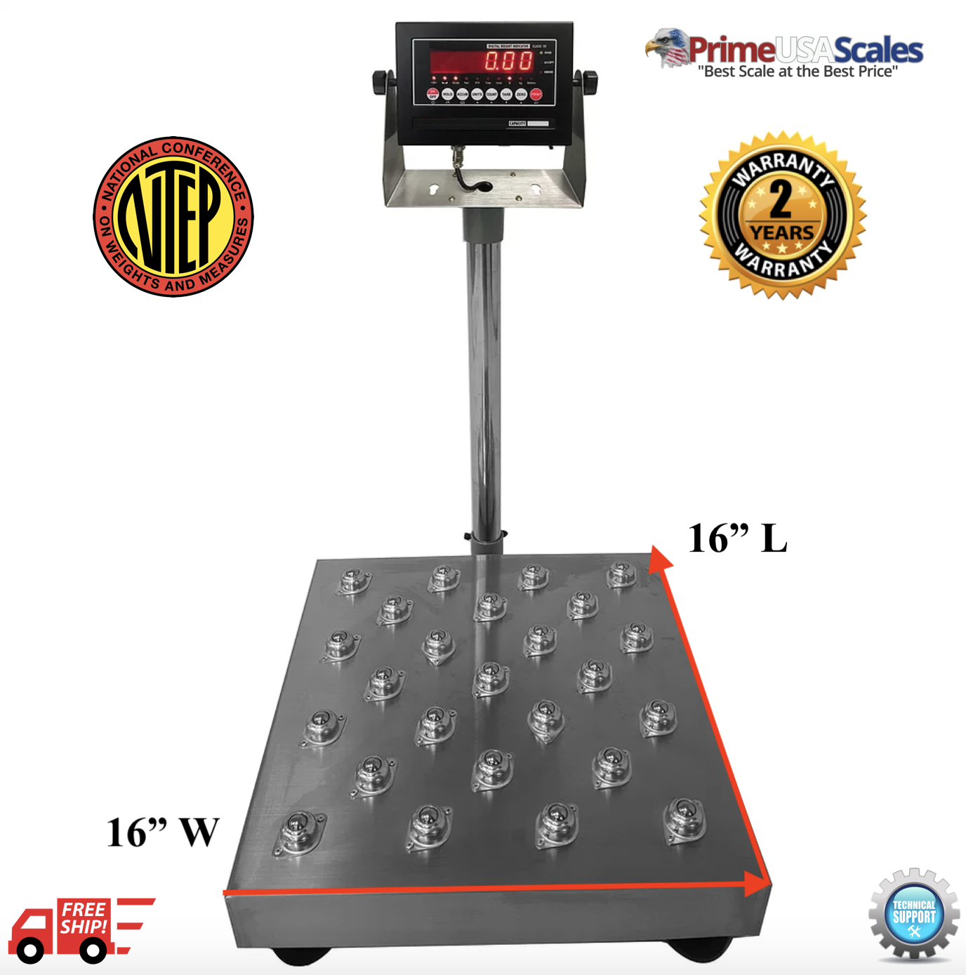Shipping Bench Scale Ball Roll Top Floor Scale 16&quot; x 16&quot; Platter 300 lb ... - $745.00