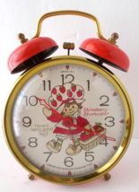 STRAWBERRY SHORTCAKE 1981 Bradley Working Clock Red Alarm Bells - $98.99