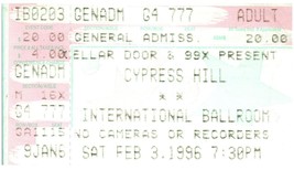 Biglietto Vintage Cypress Hill 3 Febbraio 1996 Atlanta Georgia - $49.49