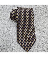 Hickey Freeman Neck Tie Blue Yellow Geometric 100% Silk Made in Italy - $29.65