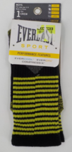 1 Pair Everlast Sport Boys Crew Socks SZ 3-9 Green Black Wicking Cool Compress-X - $2.99