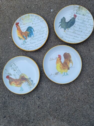 Primary image for Set of 4 Rooster Plates Williams Sonoma 9 Inch