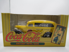 Coca-Cola Die-Cast Metal Bank ERTL Chevrolet Delivery Van Yellow Vintage 1995 - £7.89 GBP
