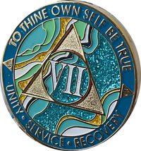 7 Year AA Medallion Elegant Marble Caribbean Aqua Glitter Blue Gold Plat... - £16.23 GBP