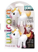 Joie Unicorn Kitchen Gadget Bag Chip Clips 2 Pack Pink Yellow on White P... - $17.57