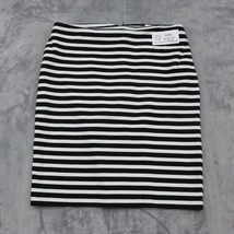 Merona Skirt Womens 6 Black White Straight Pencil Knee Length Stripe Stretch Zip - £17.91 GBP