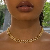 Initial Miami Punk Hip Hop Cuban Link Chain Necklace Iced Out Men&#39;s Bagu... - $34.99