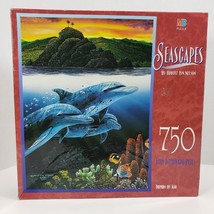 New Vintage MB Seascapes 750pc 18x24 Puzzle Dolphins off Alau by Robert ... - £14.92 GBP