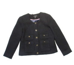 NWT J.Crew Lady Jacket in Black Maritime Tweed Collarless Wool Blend 2 - $198.00