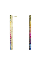 ADIRFINE 18K Gold Plated Multi Colored Princess Cut CZ Dangling Drop Earrings - £38.48 GBP