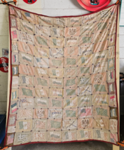 Unique Antique patchwork Quilt Hand Stitched Sewn Country flags - £242.79 GBP
