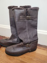 Totes Womens Brown Faux Fur Lined Boots Size 12M Snow rain comfy cozy waterproof - $44.54