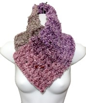 Multi Style Chunky Crochet Basket Weave Button Cowl Neck Warmer Gaiter Lavender  - £15.69 GBP