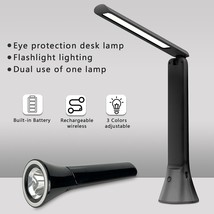 Rechargeable Desk Lamp with Flashlight Function Battery Powered Desk Lam... - £36.13 GBP