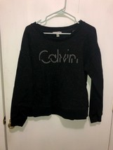 Calvin Klein Women&#39;s SZ XL Speckled Pullover Sweatshirt Black Fleece Lined - £12.43 GBP