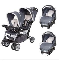 Light Gray Double Sit N Stand Stroller Travel System Bundle with Car Seat Bundle - £569.03 GBP