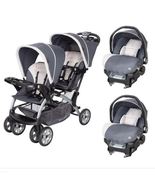 Light Gray Double Sit N Stand Stroller Travel System Bundle with Car Seat Bundle - £562.53 GBP