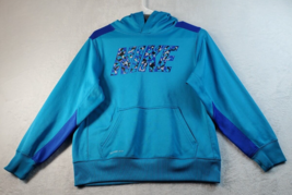 Nike Hoodie Youth Large Blue 100% Polyester Long Sleeve Pockets Logo Pul... - $8.39