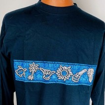 Long Sleeve T Shirt Mens Blue Palm Trees Shaka Sun Guitar Pineapple Turtle New - £24.17 GBP
