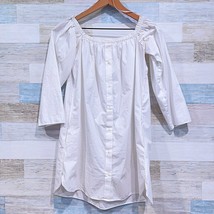 ZARA Trafaluc Off The Shoulder Shirt Dress White Cotton Poplin Womens Medium - £27.14 GBP
