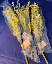 Lot of 3 Artificial Flowers Bushes Yellow Bloom Room Decorations Variety Craft - £10.46 GBP