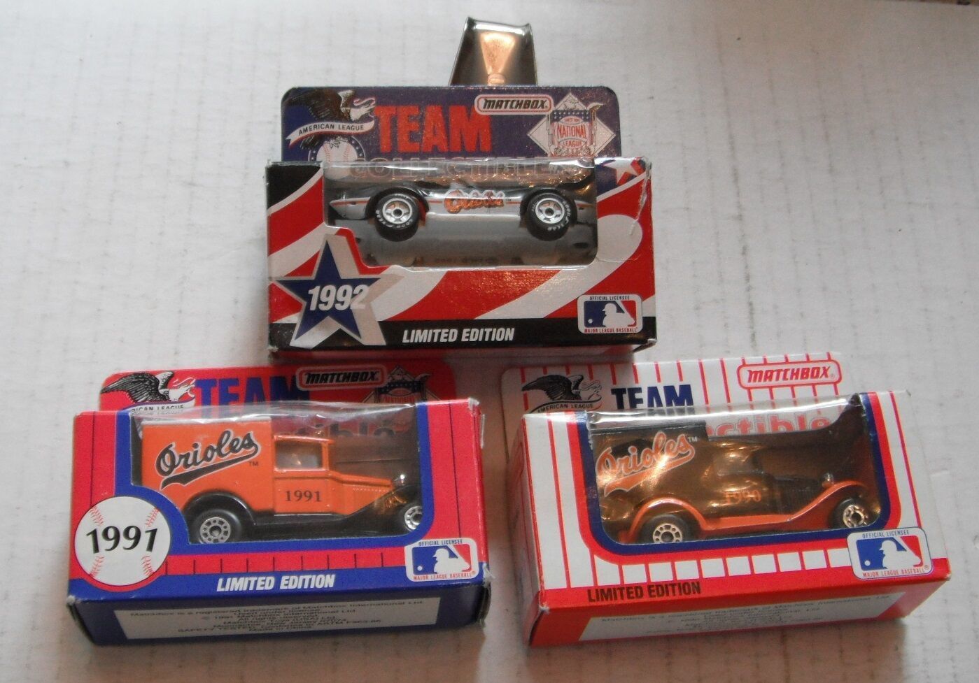 Primary image for Baltimore Orioles trucks...1990-1991-1992....3 different Matchbox toys--i