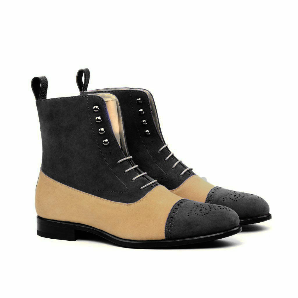 Two tone Suede Leather Jodhpur Boots for Men Custom Made Men Boots Handmade