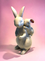 Martha Stewart Easter Bunny Rabbit Holding Baby Bunny White Ceramic Spring - £38.89 GBP