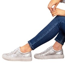 Corkys Hey Girl Down Time Silver Metallic Lace Up Sneakers Casual Shoes ... - £35.41 GBP