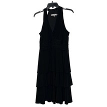 Evan-Picone Deep V-Neck Halter Cocktail Dress Layered Stretch 10 Women B... - £18.67 GBP