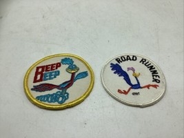 2 Vintage Patch Roadrunner Blue Bird Beep Beep White Yellow Round 3&quot; 1970&#39;s - £13.85 GBP