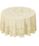 Lace Emilia Tablecloth  70&quot; Round Machine Washable Polyester with Elegan... - $19.79
