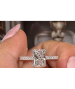 1.50 Ct Radiant Cut E VS Lab Grown Vintage Solitaire Hidden Halo Engagem... - €2.938,38 EUR