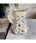 Mayfair Staffordshire England Pottery Blue Floral Transferware Jug Pitch... - $77.59