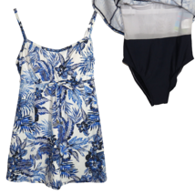 Swim Solutions Floral Padded Wireless Tummy Control Swimsuit Swim Dress ... - $49.99