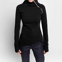 Spring Autumn Casual Solid Hoodies Women Long Sleeve neck Zipper Sweatshirts Fem - £112.79 GBP