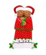Pajama African-American Family 2 3 4 5 6 Personalized Christmas Ornament - $334.59 MXN