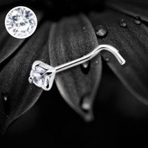 925 Sterling Silver Nose Stud Screw Pin 3mm Square Clear Crystal Prong S... - $8.94