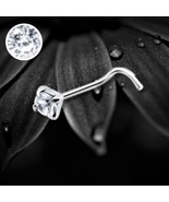 925 Sterling Silver Nose Stud Screw Pin 3mm Square Clear Crystal Prong S... - $168.14 MXN