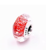 TOP 2016 Spring 925 Silver Handmade Red Shimmer Faceted Murano Glass Charm - £9.76 GBP