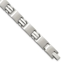 Chisel Stainless Steel Brushed and Polished 8.5 inch Link Bracelet - £67.19 GBP